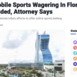 Clip from news article about ruling on mobile sports wagering in Florida showing The Guitar Hotel - Seminole Hard Rock Hotel & Casino