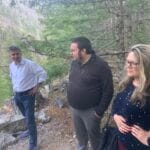 Altom Maglio, Kehl Van Winkle and Sophie Asher tour the Gorge Dam area on the Skagit River, where mctlaw is helping the Sauk-Suiattle Indian Tribe reclaim treaty fishing rights. 